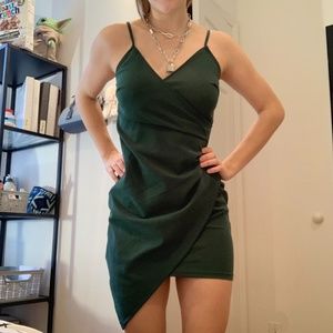 Green Wrap Mini Dress